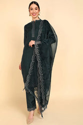 Poly Silk Solid Embroidered Kurta Trousers-PKSKD1390